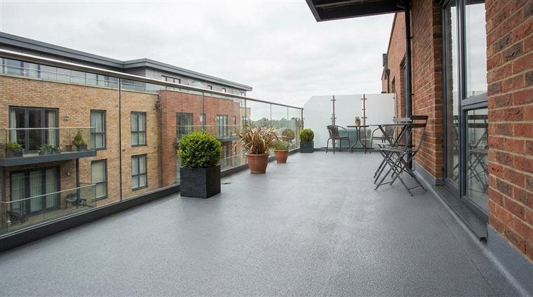 A GRP resin balcony roof on a London apartment